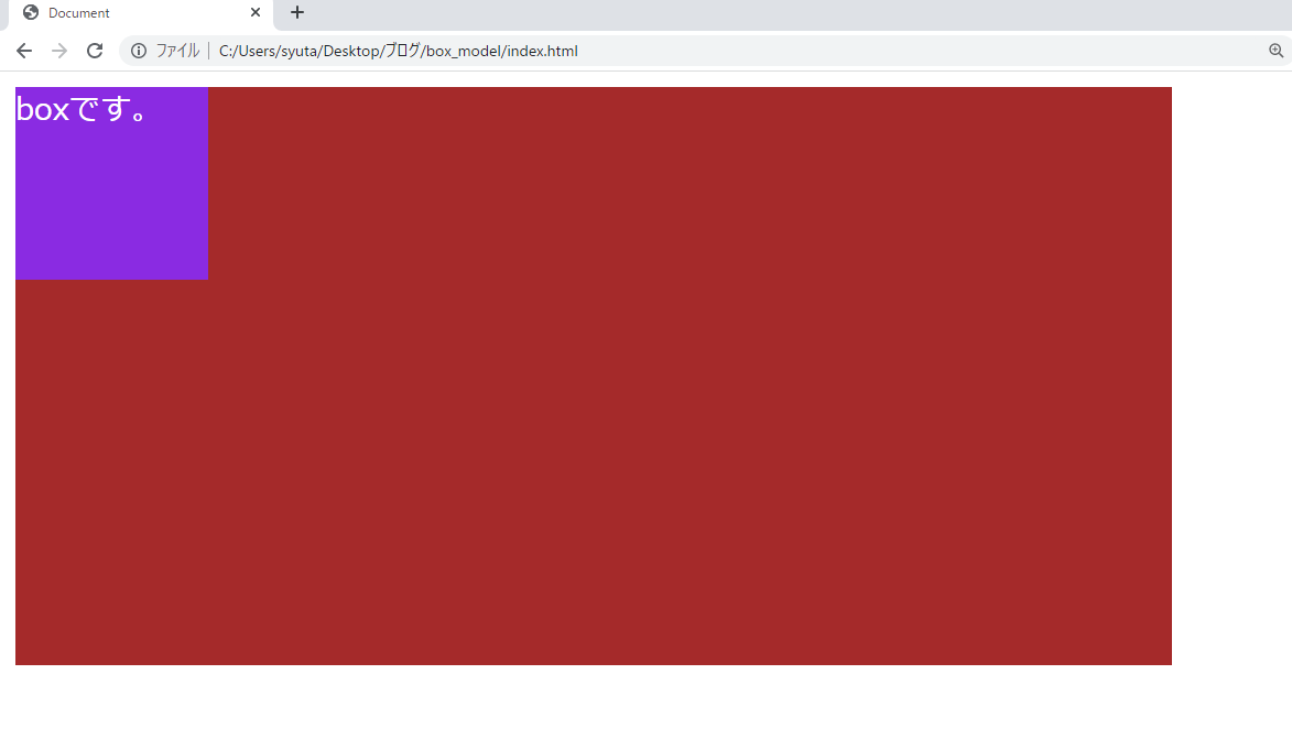 ボックスモデルのコンテンツを表すために書いたコードを試した